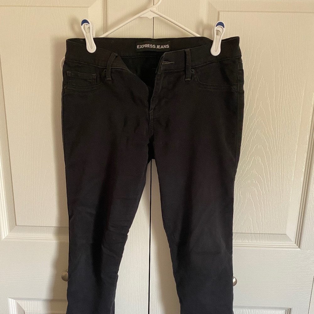 Express Jeans Stella Low Rise Extreme Stretch Zip Ankle Black 6R